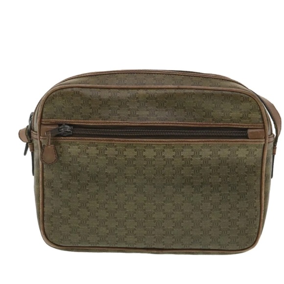 CELINE Macadam Canvas Shoulder Bag PVC Leather Beige - Picture 14 of 16